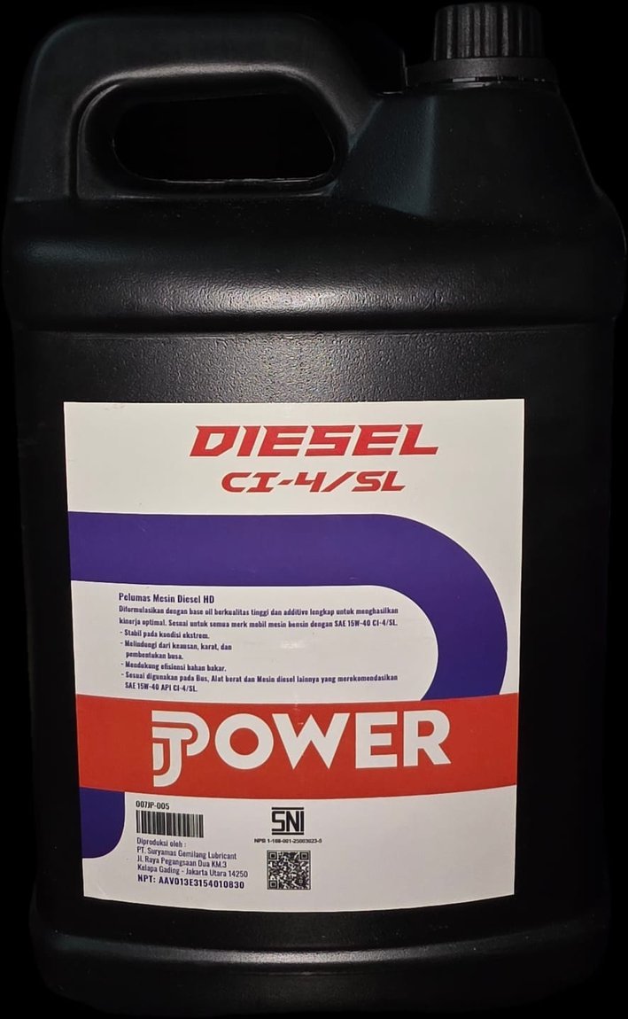 Label belakang JPOWER Diesel 15W-40